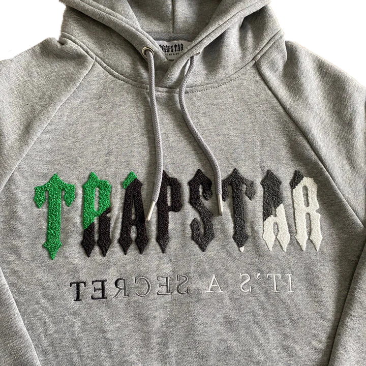 TRAPSTAR CHENILLE DECODED HOODED TRACKSUIT (GREY/GREEN BEE)