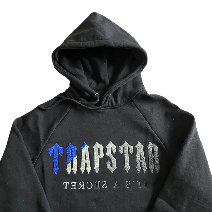 TRAPSTAR CHENILLE DECODED HOODED TRACKSUIT - (BLACK/BLUE)