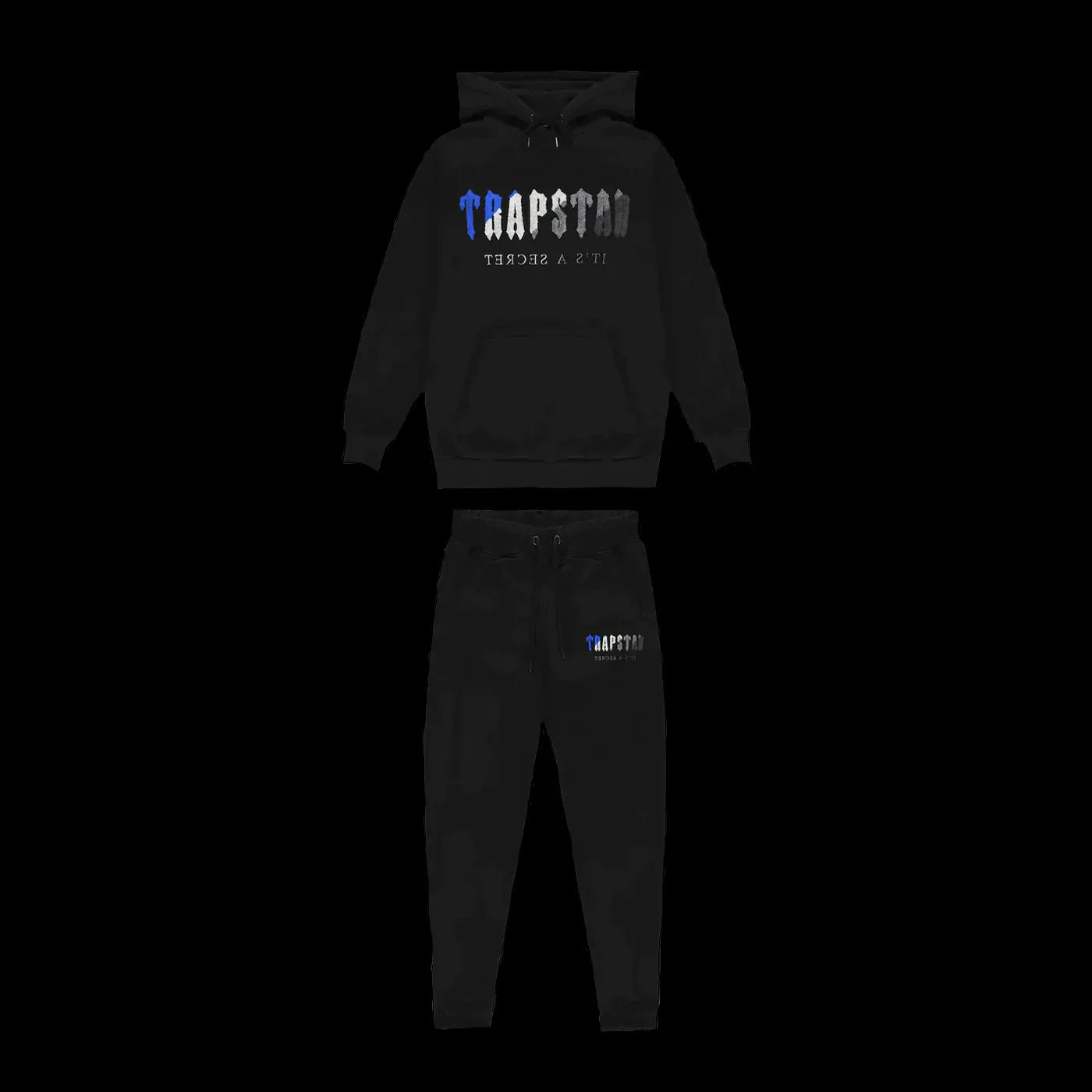 TRAPSTAR CHENILLE DECODED HOODED TRACKSUIT - (BLACK/BLUE)