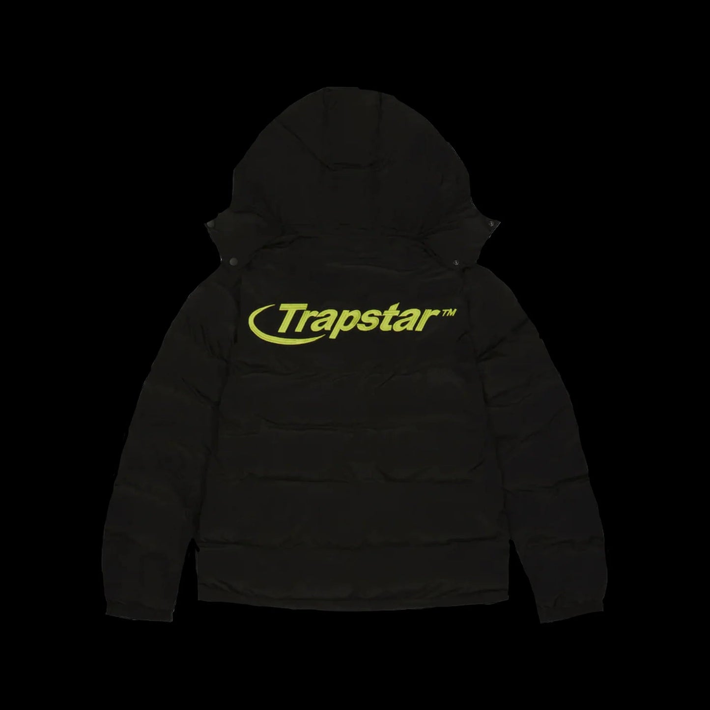 TRAPSTAR HYPERDRIVE DETACHABLE HOODED PUFFER JACKET (BLACK/LIME GREEN)