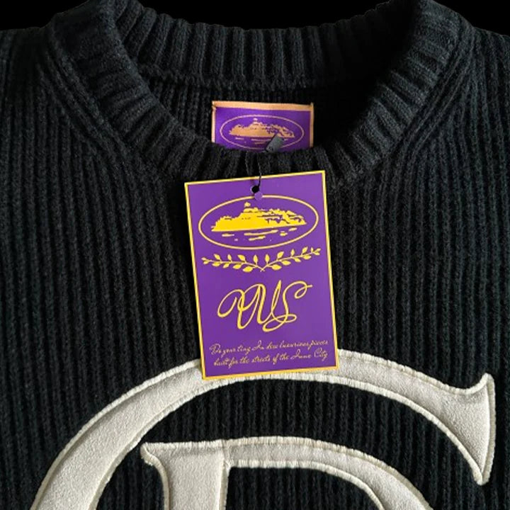 CORTEIZ CREST KNIT SWEATER (BLACK)