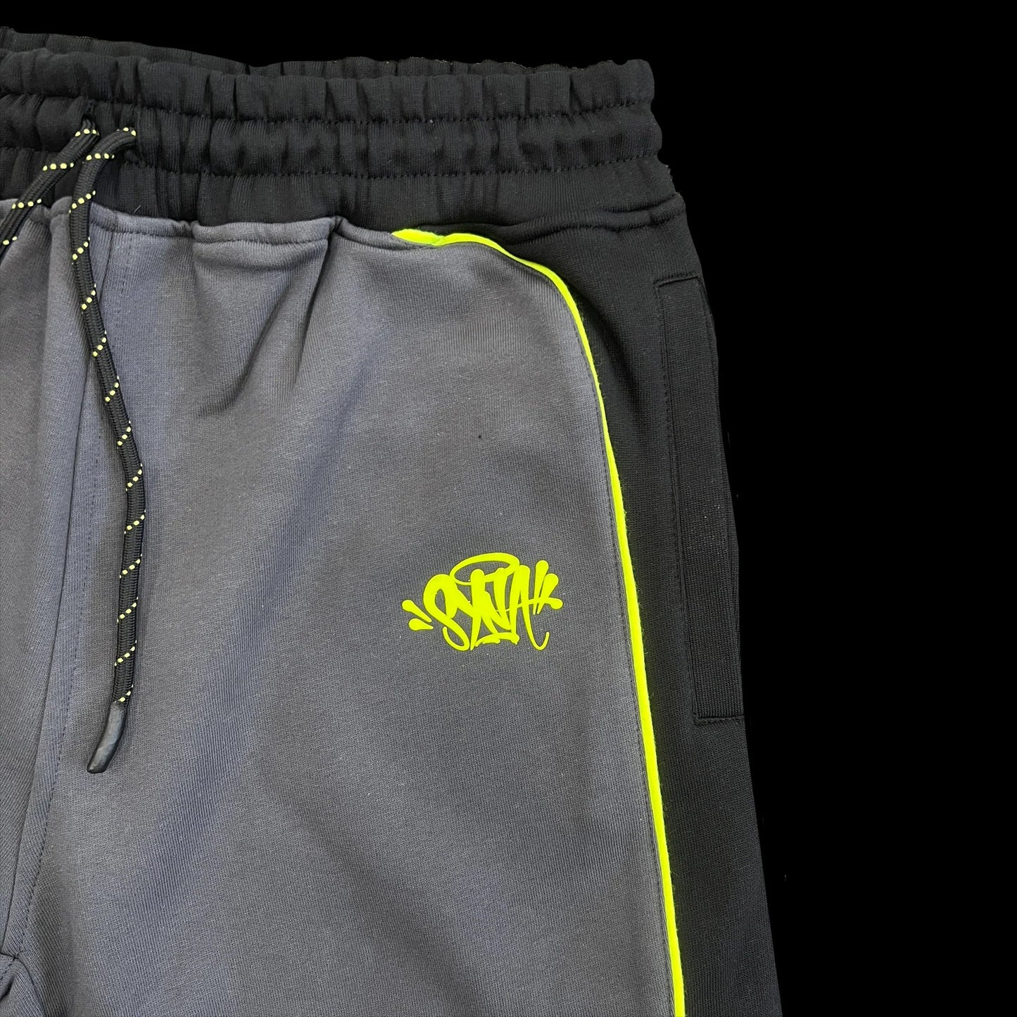 SYNA WORLD PIPE HOODIE & SHORT SET - (GREY/BLACK/YELLOW)