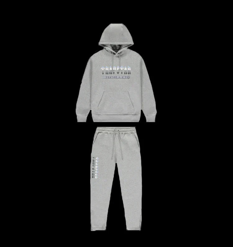 TRAPSTAR CHENILLE DECODED 2.0 HOODED TRACKSUIT - (GREY/ICE BLUE)