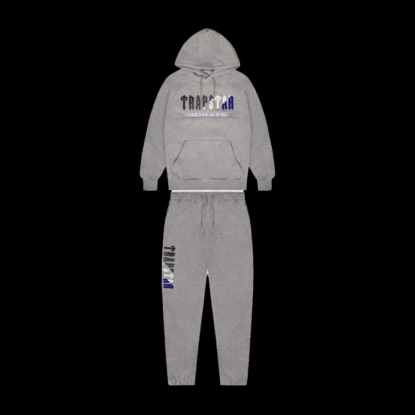 TRAPSTAR CHENILLE DECODED 2.0 HOODED TRACKSUIT - (GREY/DAZZLING BLUE)