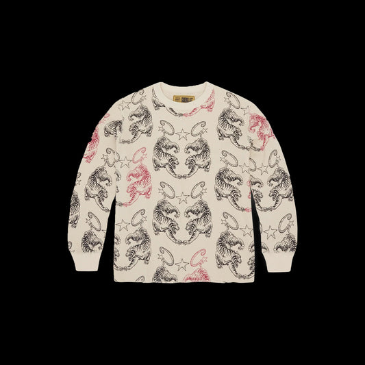 CORTEIZ MENS TIGER WAFFLE LONGSLEEVE (CREAM)