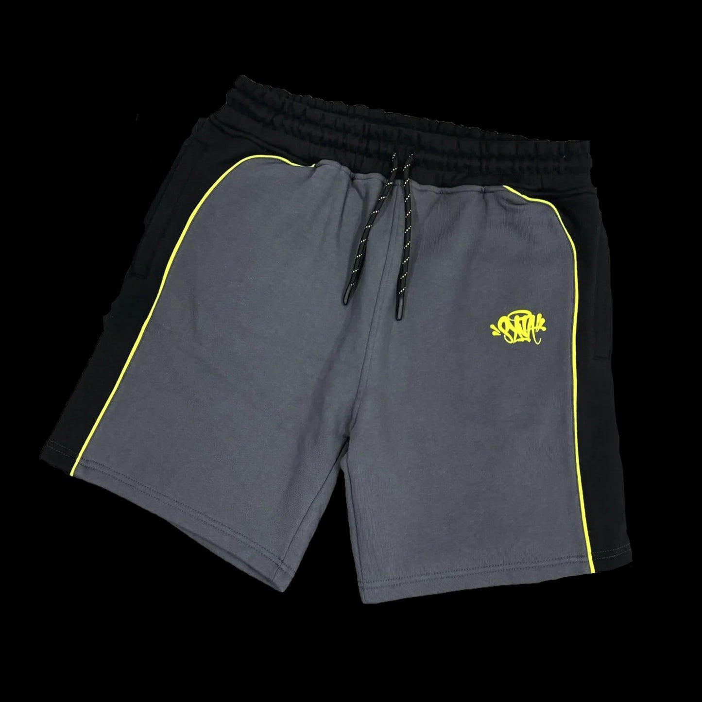 SYNA WORLD PIPE HOODIE & SHORT SET - (GREY/BLACK/YELLOW)