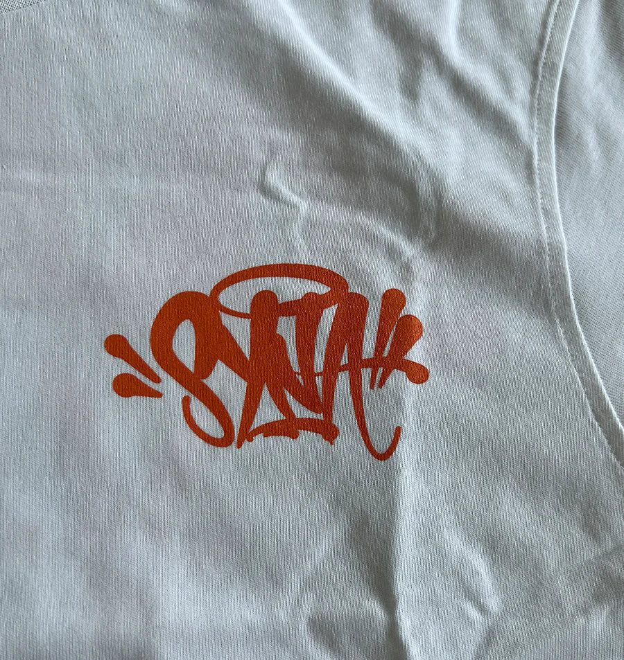 SYNAWORLD PALM TREE T-SHIRT - (WHITE/ORANGE)