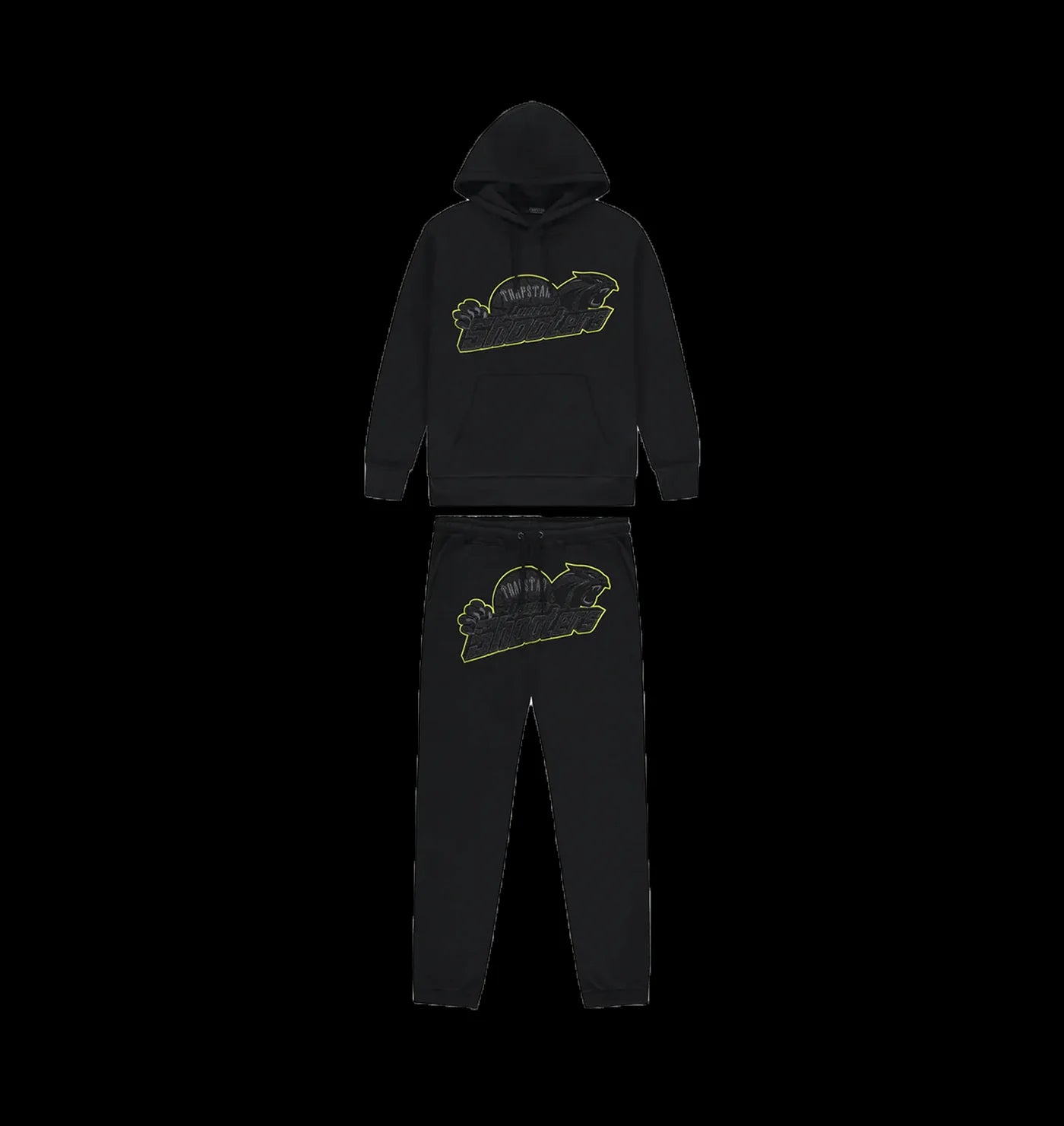 TRAPSTAR SHOOTERS HOODIE TRACKSUIT (BLACK/LIME)