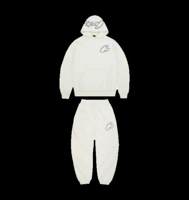 CORTEIZ SATIN C STAR APPLIQUE TRACKSUIT (WHITE)