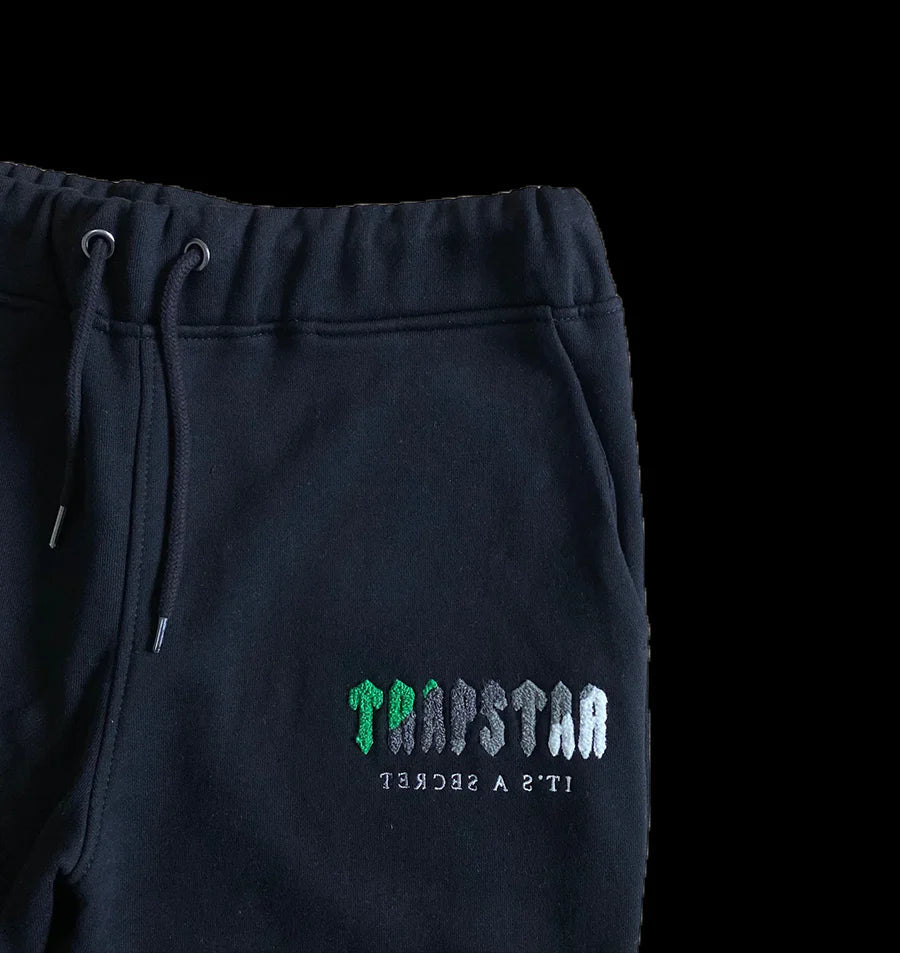 TRAPSTAR CHENILLE DECODED HOODED TRACKSUIT (BLACK/GREEN BEE)