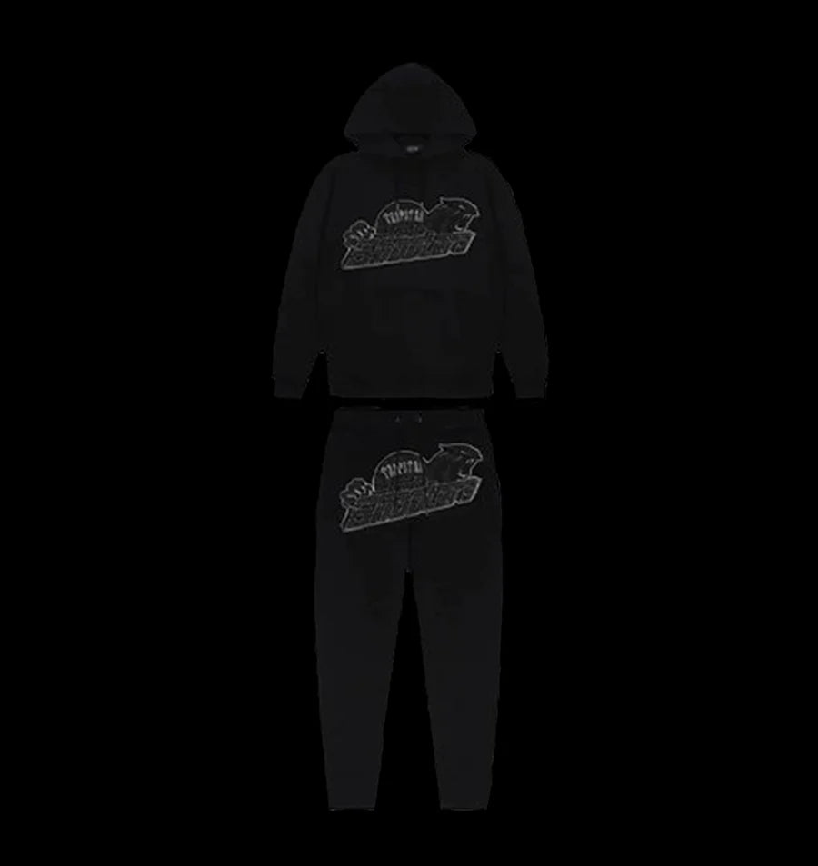 TRAPSTAR SHOOTERS HOODED TRACKSUIT (BLACK MONOCHROME EDITION)