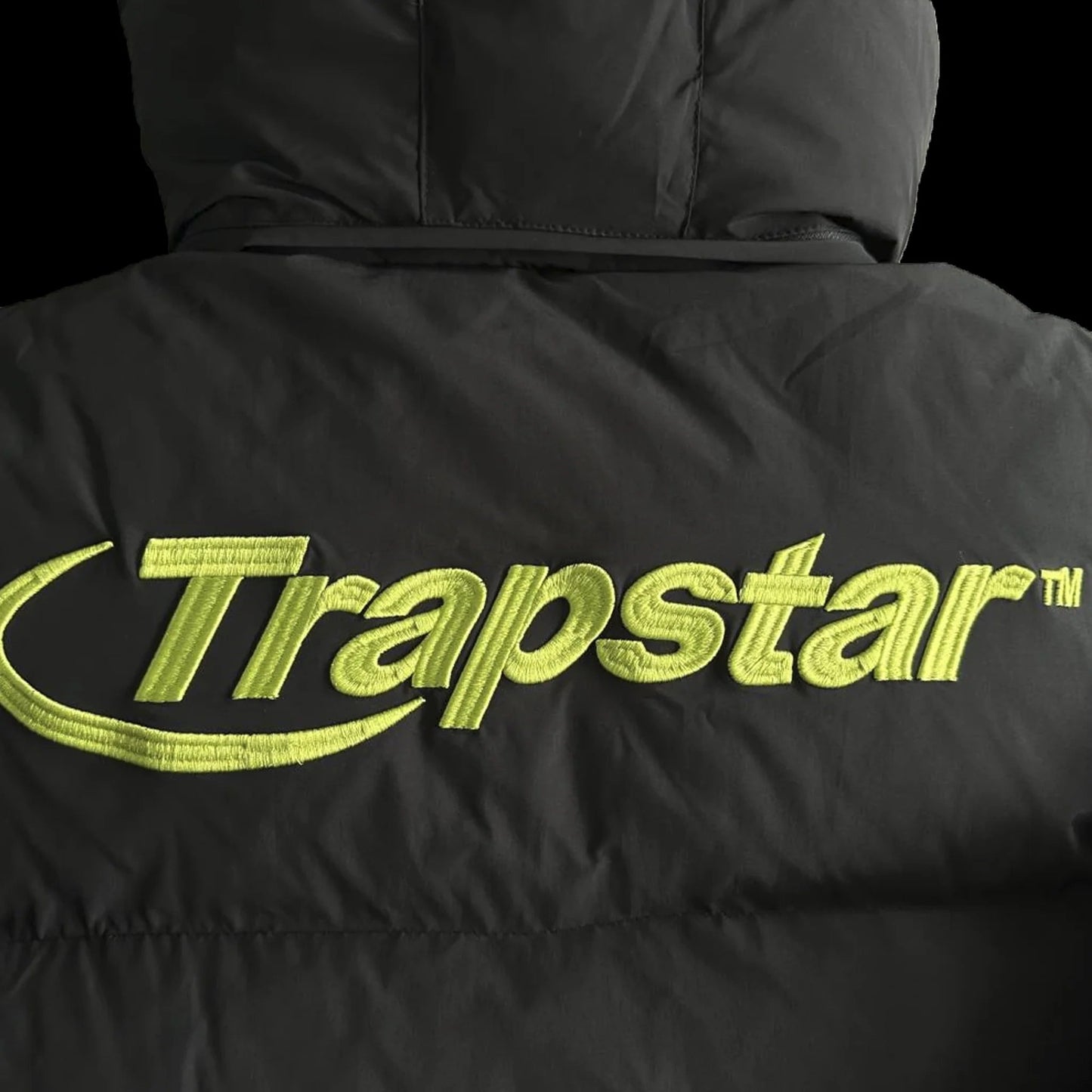 TRAPSTAR HYPERDRIVE DETACHABLE HOODED PUFFER JACKET (BLACK/LIME GREEN)